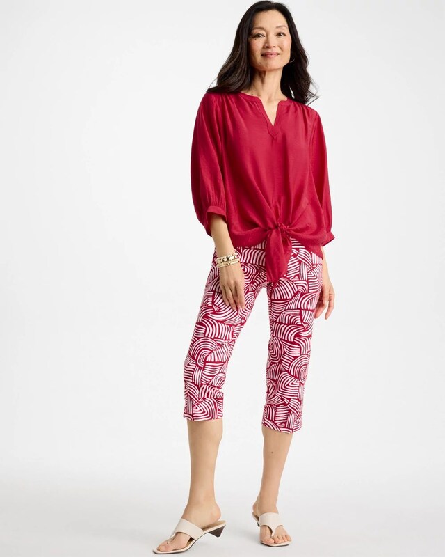 Brigitte Slim Geo Pull-On Capri Pant - image 2